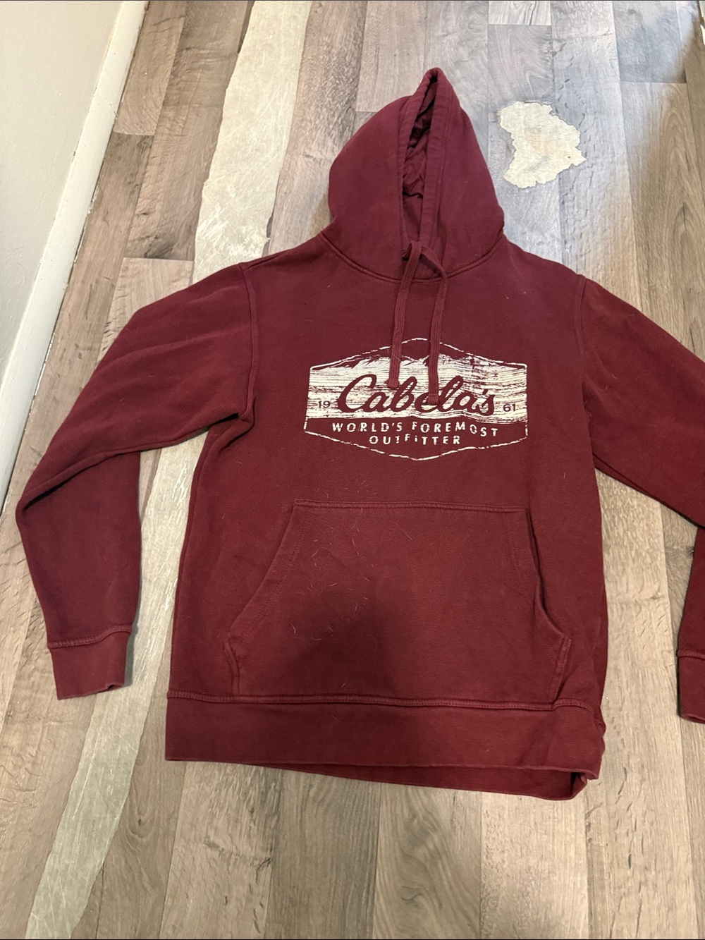 Cabela's Burgundy Pullover Hoodie with White Logo
